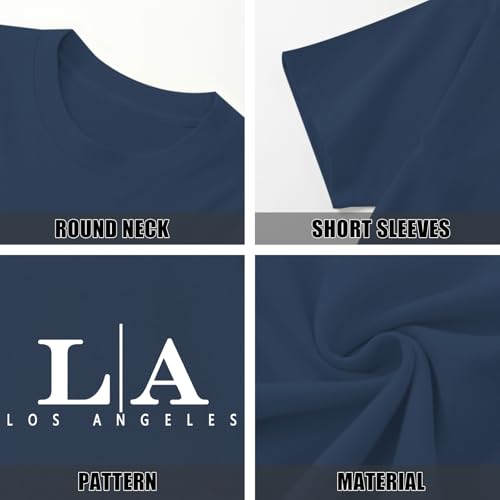 Image of BeWithYou Oversized Graphic Tshirts for Men Vintage Los Angeles Letter Graphic Shirt Baggy Streetwear Tee Casual Cotton Tops