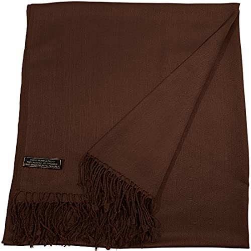 CJ Apparel Dark Brown Chocolate Brown Thick Solid Color Design Cotton Blend Shawl Seconds Scarf Wrap Stole Throw Head Wrap Pashmina Hand Made in Nepal New3
