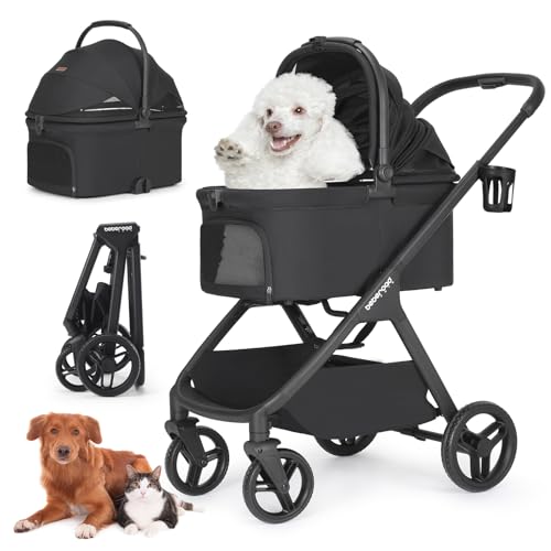 Cochecito desmontable para mascotas Beberoad X5 con almohadilla cómoda y portavasos