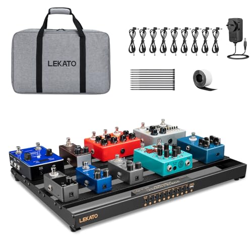 Amazon | LEKATO ギターペダルボード 電源内蔵ペダルボード 19x12.2x1