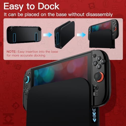 JETech Black Clear Dockable Case for Nintendo Switch 2 (2025) 7.9 Inch, Soft TPU Grip Cover for Joy-Con Detachable, Slim Carrying Protective PC Back Shell, Anti-Scratch - 3