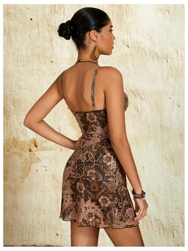 Milumia Women's Paisley Print Cami Short Dress Boho Mesh Mini Sun Dresses4