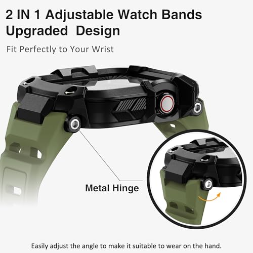 Image of ULTIMAL Rugged Band with Case for Apple Watch 46mm, Military-Grade Shockproof Protective Strap for Men, All-in-One Outdoor Sport Watch Band Compatible with iWatch Series 11 /10 (Green)
