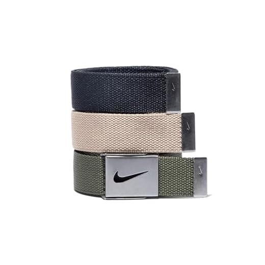 Nike Pacote com 3 cintos de rede masculinos, preto/cáqui/cáqui, tamanho único