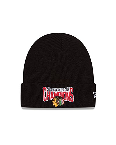 New Era NHL Chicago Blackhawks Stanley Cup Champions Cuff Knit Beanie, One Size, Black