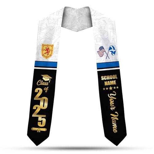 MonkeyVan Scotland Graduation Sash Custom Scotland American Flag Graduation Sash 2025 Scotland Graduation Stole Customize Scl1