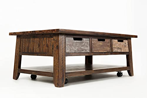 Jofran: , Painted Canyon, Castored Rectangle Cocktail Table, 50"W X 30"D X 19"H, Painted Canyon Finish, (Set Of 1) #TOP6