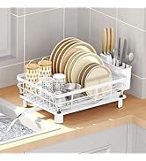 BDZBREN Iron Dish Drying Rack with Drainboard Dish Drainers for Kitchen Counter Sink Adjustable S...