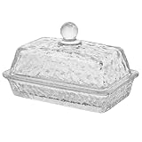 Bandeja de vidrio con diseño de hielo y tapa, de cristal, for postres, redonda, rectangular, de alta gama, for tartas y frutas. Bandeja de postres(14*8.5*10cm)