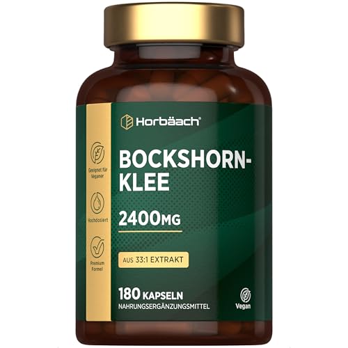 Bockshornklee Kapseln 2400mg | 180 vegane Kapseln | Hochwirksame Saponine | Fenugreek Extrakt | von...