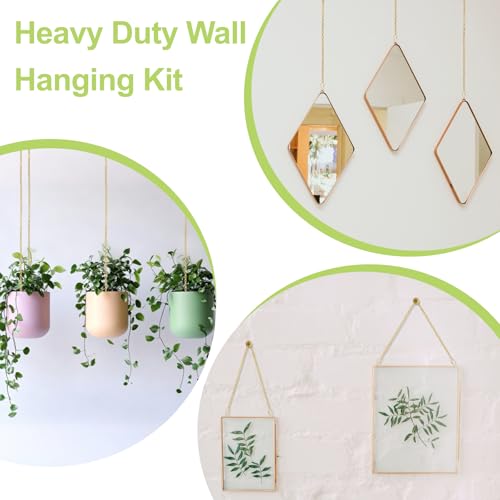 Image of Picture Hanging Kit with 4Pcs 2M Picture Hanging Chains & 12Pcs Hooks, Heavy Duty Metal Display Chain for Photo Frames Artworks Mirror(Gold)