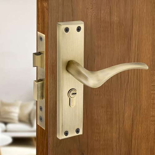 Image of LAPO Mortise Door Lock for Home Main Door & Bedroom with Handle | Heavy-Duty 60mm Cylinder | 45x45mm Body | 3 Brass Keys | Left-Right Fit 30-50mm Door Home Office Hotel | Antique Finish |CY-101