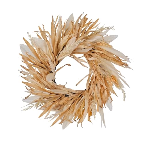 FLOROAD Fall Corn Husk & Wheat Wreath for Front Door