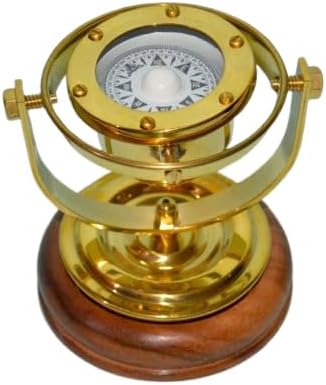 Vintage Nautical Brass Gimballed Ship Binnacle Compass | Antique Maritime Desk Compass | Decorative Navigation Instrument Gift for Home & Office