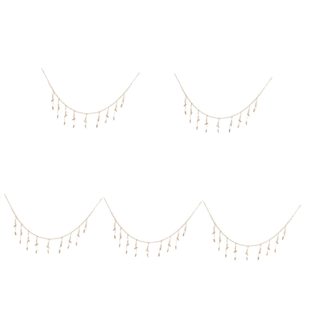 DECHOUS 5stücke Wall Hanging Wooden Bead Garland Mit Clips Für Dekorative Fotoaufhängung Für Kinderzimmer Und Lange Holzperlen-fotohalterung