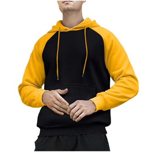 Mens Trendy Color Block Hoodies Sweatshirts with Pocket Fleece Long Sleeve Hooded Pullover Casual Patchwork Tops3