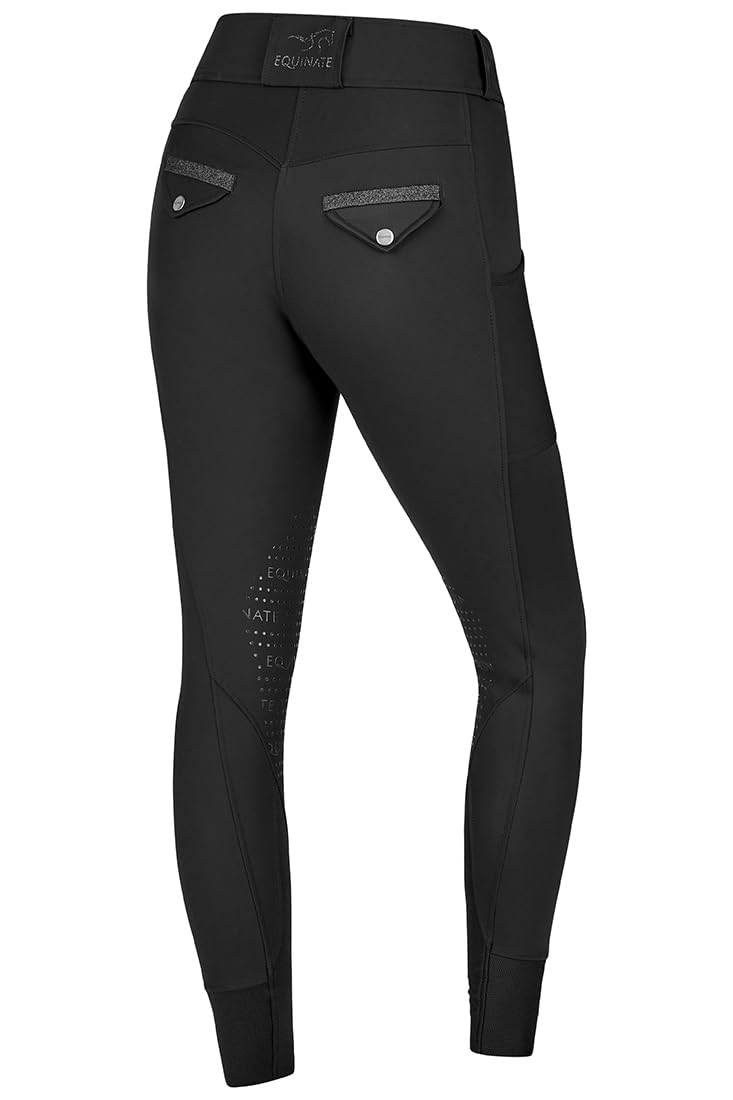 Equinate Damen Reithose Romy - Elegante Reithose mit Kniebesatz Grip Handytaschen und Glitzerapplikationen - atmungsaktiv elastisch rutschfest
