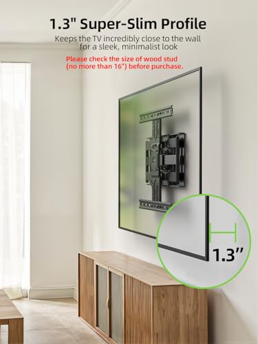 Image of USX MOUNT Ultra Slim TV Wall Mount 37-75 Inch TVs Mount with Swivel and Tilt, Low Profile Full Motion Bracket with Articulating Dual Arms, Up to VESA 400X400 mm Max 16 inch Wood Studs, Holds 99lbs