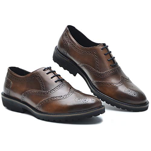 Sapato Oxford Masculino Brogue Wing em Couro Whisky (40)
