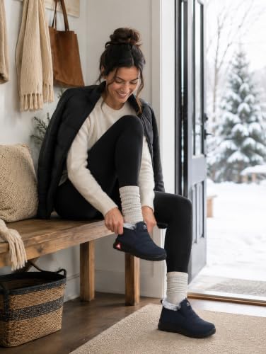 Image of SHIBEVER Winter Boots for Women Warm: Comfortable Slip on Ankle Snow Boots