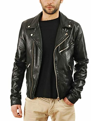 Image of SKADO Genuine Leather Jacket Men Real Leather Jacket Biker Soft Lambskin SlimFit