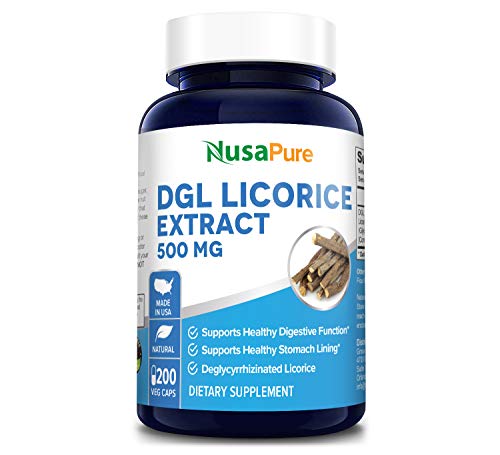DGL Licorice Extract 500mg 200 Vegetarian Capsules (Non-GMO & Gluten Free) - Supports