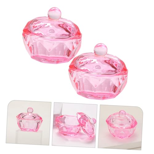 Ipetboom 2 piezas Dappen Dish para uñas con tapa de vidrio miniatura 7