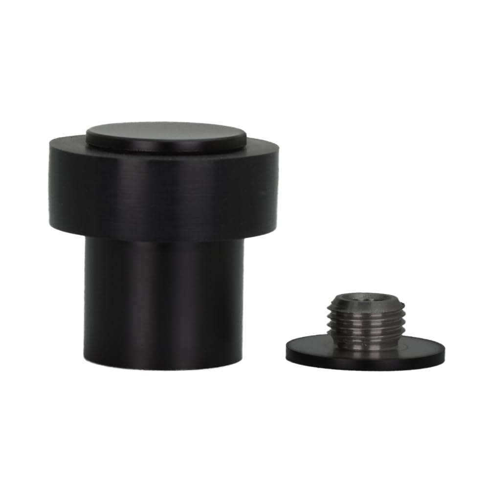 EVI Herrajes | Door Stop | Stainless Steel | 24 x 35 mm | Screwed Threaded Base | Black Lacquered | Includes Screw + Mounting Plug | Mod. I-199/24X35-CBNG
