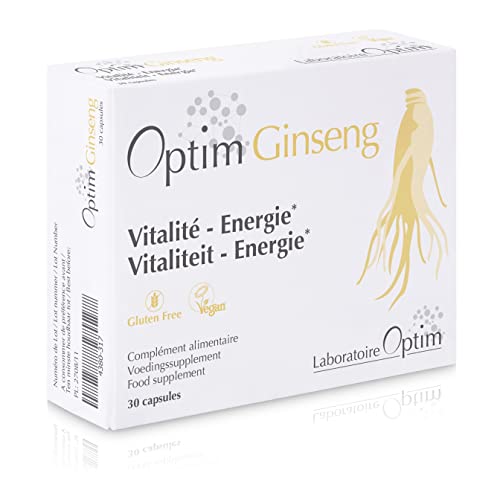 Panax Ginseng rojo coreano 30 cápsulas | Ginseng cultivado en Bélgica | Suplemento Energía Vitalidad | Optim Ginseng