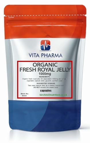 VITA PHARMA Organic Fresh Royal Jelly 1000mg 60 Capsules Energy & Vitality Healthy Immune System Skin Hair & Overall Wellness