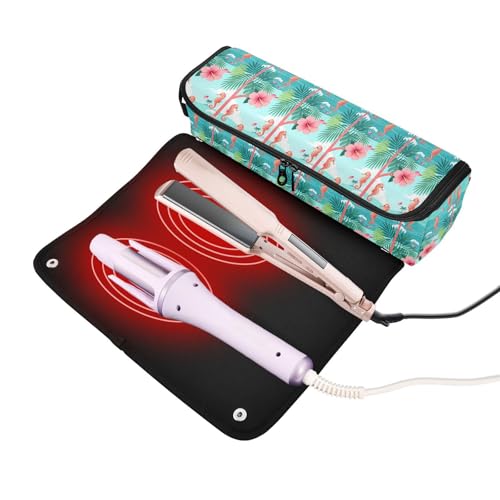 Bolsa de viaje para herramientas de cabello con tapete resistente al calor impermeable para planchas y rizadores, organizador para mujeres miniatura 2