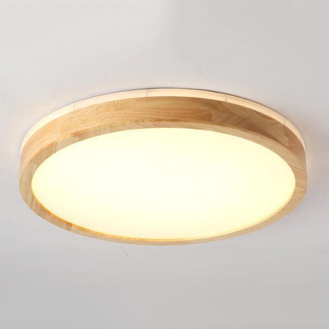 KNBVFHG Creative LED Ceiling Lights Indoor Wooden Round Ceiling Lamp Easy to Install Home Decoration Panel Lamps Three-Color Dimming Embedded Lighting Fixture for Living Room Kitchen Office Hallway