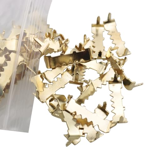 Image of RLECS 50PCS Sawtooth Hangers 25x7x9mm Small for Hardwood Sawtooth Picture Hangers No Nails Fixed to Wooden Frames for Photo Poster Framing Bulletin Boards Pallet Boards Items