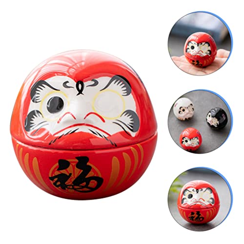 Stobok 3 Pcs Ceramics Mini Daruma Japanese Daruma Dolls Collectible Figurine Daruma Fortune Dolls Tumbler For Home Table Car Decor #TOP4