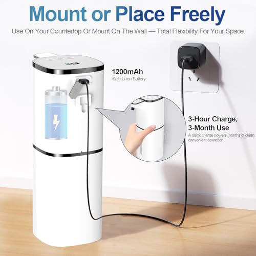 Automatic Liquid Soap Dispenser, 9 Adjustable Levels, 380ml/12.8oz, Touchless Hand Soap or Dish Soap Dispenser,IR Sensor & Display,Wall-Mount or Tabletop Use for Bathroom Kitchen - Image 6