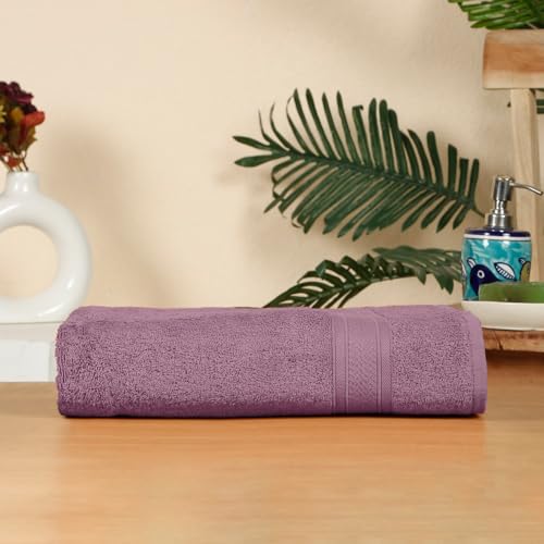 Image of Arvind 100% Cotton Towels for Bath | Towels for Bath Large Size | 500 GSM Bath Towel - Soft & Absorbent | 1 Piece Bath Towel for Men /Women | Urban Comfort | 70 cm x 140 cm - Lilac