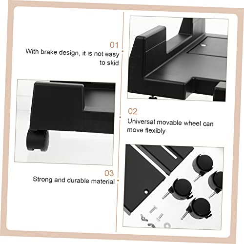 Soporte móvil para CPU Tofficu con frenos ajustable, rack para torre de computadora para escritorio, práctico soporte para chasis PC para hogar y oficina miniatura 5