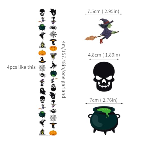 Image of Black-Ghost Witch-Bat Spider Halloween-Garlands Decorations - Panduola
