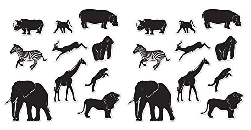 Beistle Jungle Animal Silhouettes 20 Piece, 6.75' - 15.25', Black/White
