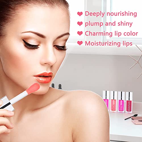 Sea-Maid Plumping Lip Oil, Hydrating Lip Gloss Tinted Lip Balm Transparent Lip Care, Big Brush Head Glitter Shine, Long Lasting Nourishing Non-Sticky Fresh Texture #TOP2