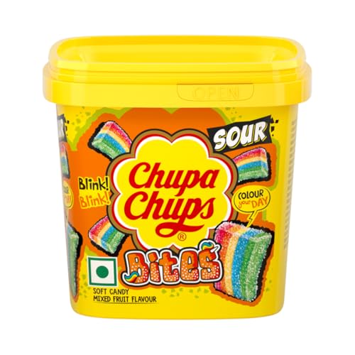 Image of Chupa Chups Sour Bites Tub, Mix Fruit Flavour Soft candy, 154gm