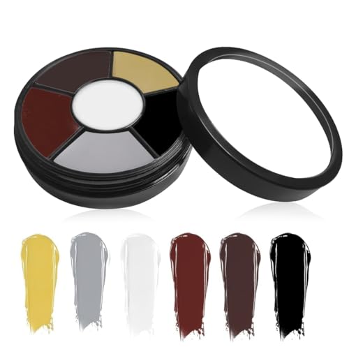 Teegxddy 1 Pièce Unisexe Peinture Corporelle Set, 6 Couleurs Disque Rond, Imperméable Fard Gras Peinture Corporelle,Applicable à Halloween, Noël, Scène, Théâtre