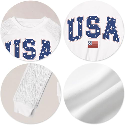 Image of CAZYCHILD Girls 4th of July Shirt Boys USA Tshirt Kids American Flag Sweatshirt Patriotic Pullover Tee Tops