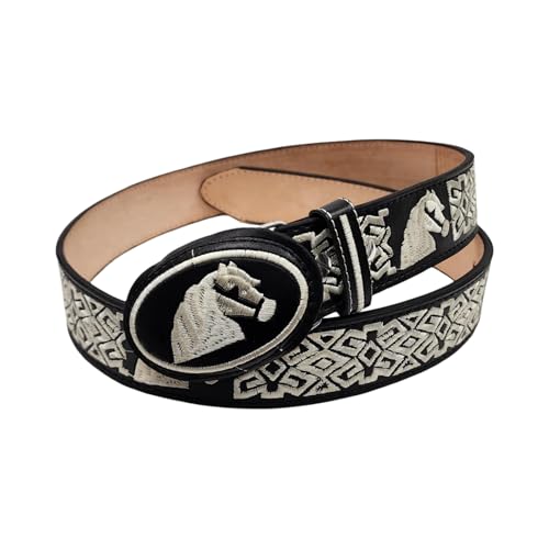 Dona Michi MEN WESTERN LEATHER HORSEHEAD BELT CINTO VAQUERO BORDADO Hand-braided BELT