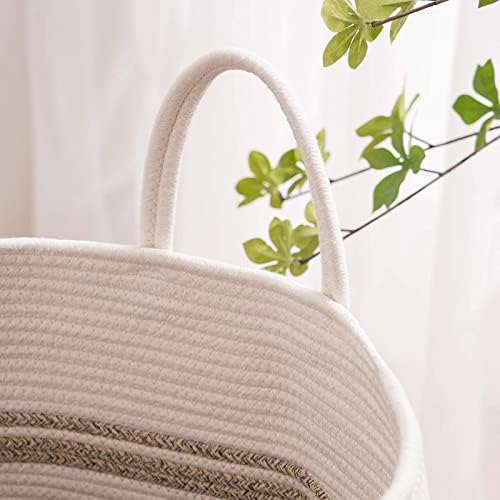 Cotton Rope Laundry Hamper by YOUDENOVA, 105L - Woven Collapsible Laundry Basket - Clothes Storage Basket for Blankets organizing, Bedroom Storage, Clothes Hamper – Brown