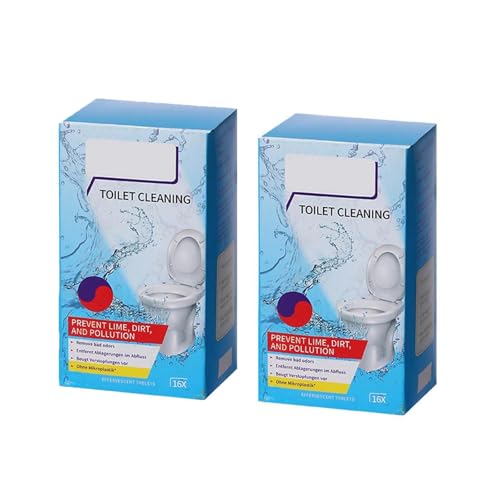 Ultra Clean Lot de 2 pastilles de nettoyage pour toilettes parfumées au citron, 16 pastilles par paquet, éliminent efficacement le calcaire et les odeurs avec un parfum durable, parfum frais (A, 2