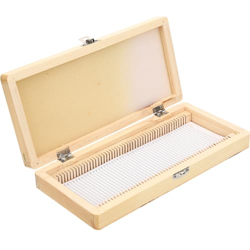 BELLIFFY Wooden Slide Storage Box 50 Slides Holder Microscope Slide Cases Creative Appearance for Anatomy Slide Sets