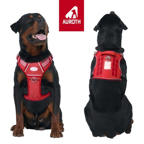Image of AUROTH Tactical Dog Harness for Large Dogs No Pull Adjustable Pet Harness Reflective K9 Working Training Easy Control Pet Vest Military Service Dog Harnesses Red L
