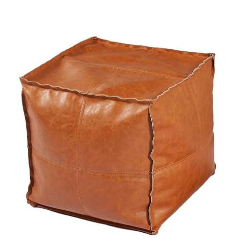 TDHLW Unstuffed Faux Leather Square Pouf, Home Play Room Organizer Foot Rest, Square Pouffe Footstool Storage Stool, Bedroom Living Room