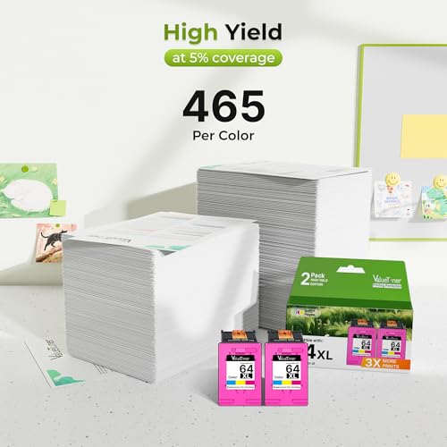 Image of Valuetoner 64XL Ink Cartridge Combo Pack for HP Ink 64 HP64 (2 Color) Works for HP Envy Inspire 7955e 7958e 7255e Photo 7155 7858 7155 7100 7800 7900 7855 6222 Tango Electronics